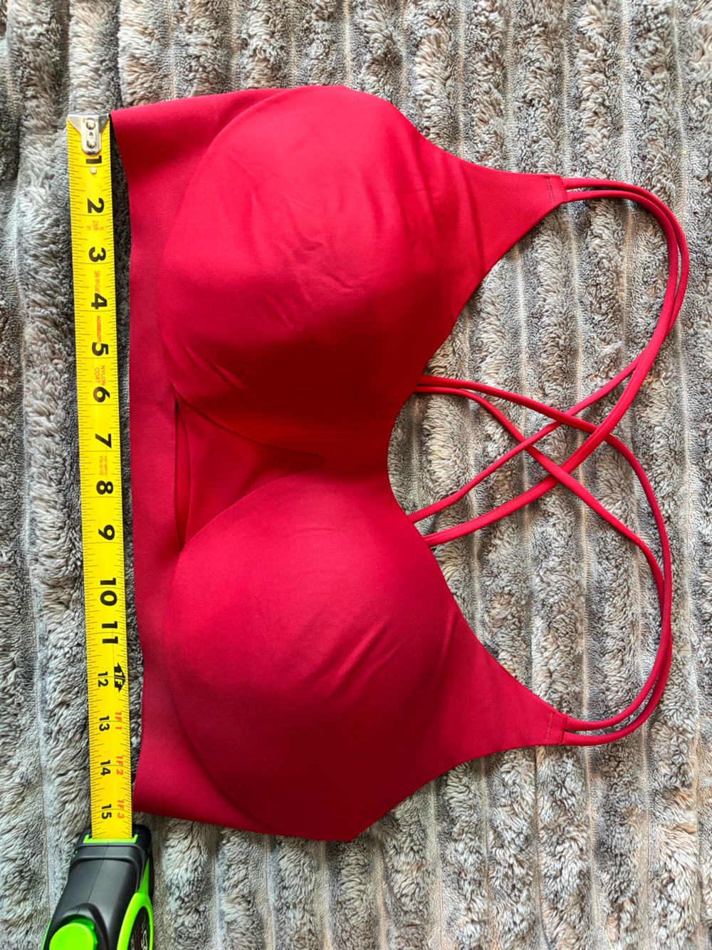 VSX Seamless Red Padded Sports Bralette with Crisscross Straps XL